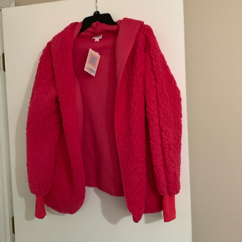 Lularoe pink teddy bear pink jacket- size small